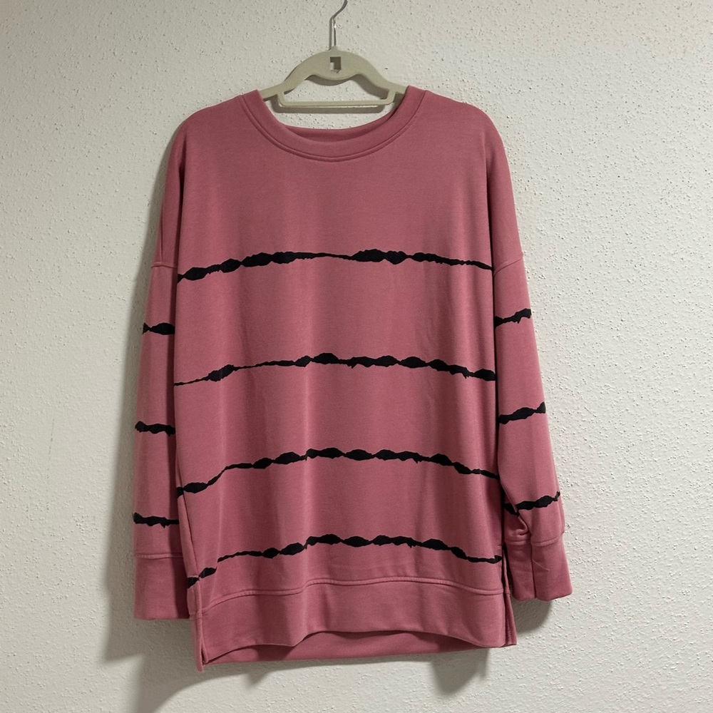 Blush Pink with barb wire themed stripes sweatshirt unbranded women’s Sz XL. - Picture 5 of 6